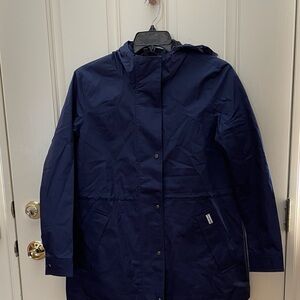 NWT Women’s Hunter Navy Water Resistant Cotton Drawstring Jacket-29” Length-SM